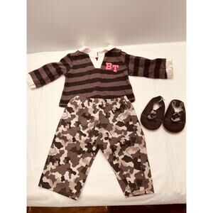 American Girl Bitty Baby Shirt/Camo Pants and Shoes 3 Piece Set